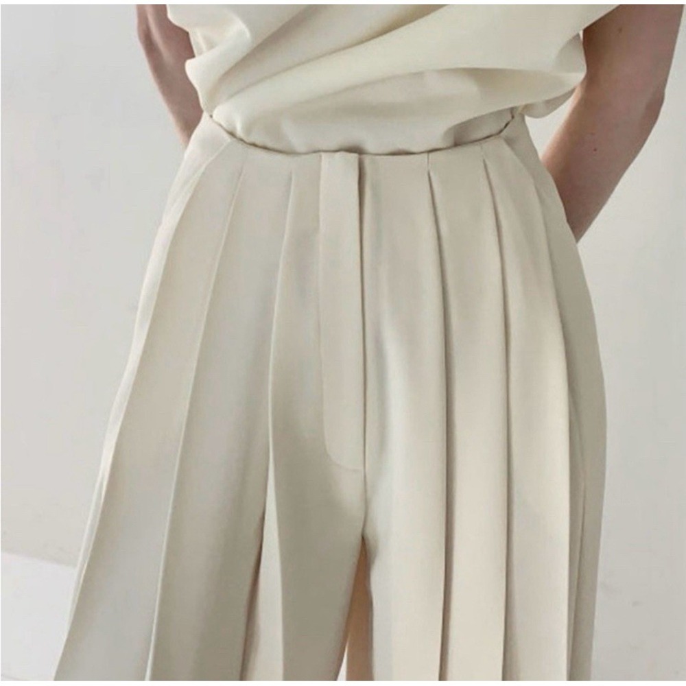 NWT Commense Solid Wide Leg Pants LARGE Stylish WHITE Quality Fast Shipping - Picture 2 of 10